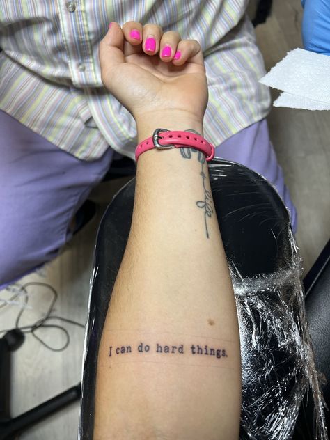 Amanda Sobhy on Twitter: "I read Untamed by @GlennonDoyle over the pandemic when I was going through a difficult period & her words, “We can do hard things” forever stuck w/ me. It soon became a source of comfort for me over the years. My new tattoo is forever a reminder that I can do hard things. 🙏🏽💜🙌🏽 https://t.co/s3KlNpMYMo" / Twitter Because I Can Tattoo, I Can Do It Tattoo, We Can Do Hard Things Tattoo, You Can Do Hard Things Tattoo, I Can Do Hard Things Tattoo, Untamed Tattoo, Hard Times Tattoo, I Can Do Hard Things, We Can Do Hard Things