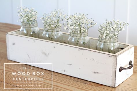 DIY Decor Archives - Page 8 of 18 - Love Grows Wild Diy Rustic Home Decoration, Wood Box Centerpiece, Box Centerpiece, Farmhouse Diy Projects, Rustic Wood Box, Diy Rustic Home, Wood Centerpieces, Wooden Projects, Diy Centerpieces