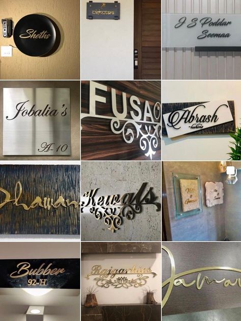 Customized Nameplates – Door Nameplates, Nameplates Mumbai, Designer Nameplates. Name Plates For Home Main Gate, Creative Name Plate Design For Home, Door Name Plates Design, Name Plate Wall Design, Modern Name Plate Design, Name Board Design For House, Name Plate Ideas For Home, Name Plates For Home Doors, Name Plate Design House Modern