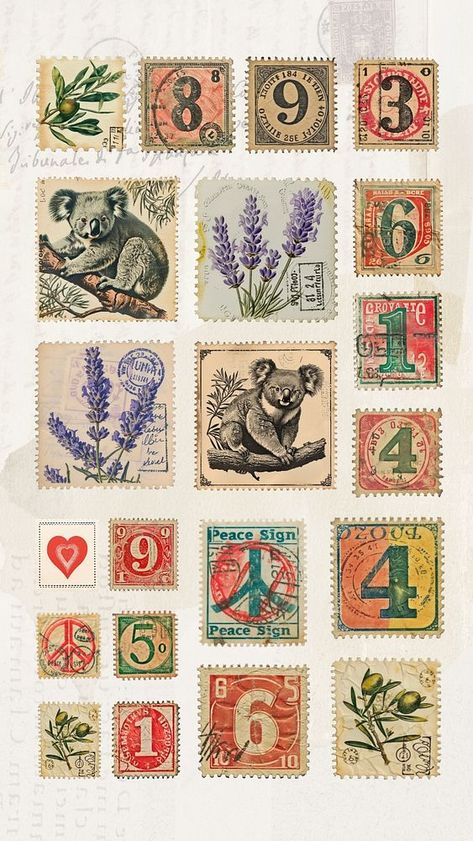 Vintage Postage Stamps Printable, Vintage Postal Stamps, Post Stamp Vintage, Vintage Stamps Postage, Stamps Postage, Stamps Vintage, Postage Stamp Design, Vintage Numbers, Postcard Stamps