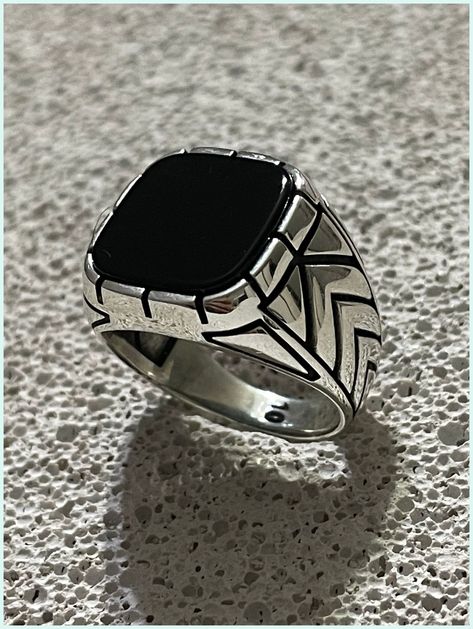 [PaidLink] *Handmade Item *Materials: Silver, Black Onyx Stone *Raw Stone *Band Color: Silver *Adjustable *Style: Minimalist *Can Be Personalized *Recycled Modern Men's Ring, Shiny Silver Men Ring, Mens Handmade Ring, Men's Black Onyx Stone Handmade Silver Ring, Stylish Design, Gift For Him * Material: Solid 925 Sterling Silver * Gemstone: Black Onyx * Weight: 11 Grams (Weight May Vary According To Your Ring Size. ) Ideal For Daily Use With An Oxidized #blackringformen Fashion Rings For Men, Cool Rings For Men Silver, Men’s Silver Rings, Silver Stone Rings For Men, Man Ring Design, Silver Ring Design For Men, Mens Jewelry Rings Unique, Black Stone Ring For Men, Men’s Rings