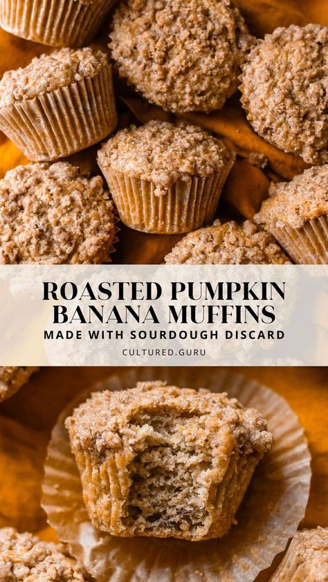 Recipes With Grits, Muffins With Pecans, Brown Sugar Crumble Topping, Brown Sugar Muffins, Sourdough Banana, Pumpkin Banana Muffins, Sourdough Muffins, Recipes With Eggs, Fluffy Muffins