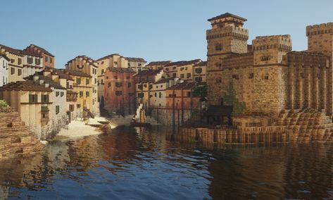 Minecraft Italian Fishing Village (/u/AND3R5) Village Minecraft, Minecraft Garden, Minecraft Town, Fantasy Village, Minecraft Farm, Mc Ideas, Mc Builds, Minecraft Castle, Minecraft Medieval