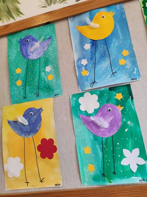 Kids Painting Projects, Art Auction Projects, Diy Easter Crafts, Easter Preschool, Shabby Chic Easter, Crafts Easter, Ideas For Easter, Bird Crafts, Kindergarten Crafts