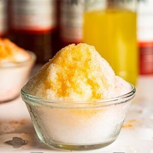 Hawaiian Shave Ice - How to Make Homemade Pineapple Syrup - Ono Hawaiian Recipes Shaved Ice Recipe, Mac Salad Recipe, Ice Recipe, Hawaiian Shaved Ice, Pineapple Syrup, Ice Shop, Hawaiian Recipes, Shave Ice, Homemade Syrup