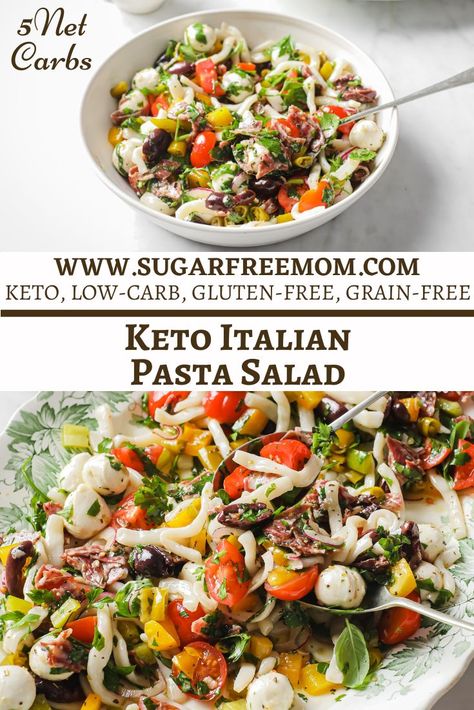 Thm Pasta Salad, Keto Pasta Salad, Low Carb Pasta Salad, Traditional Pasta Salad, Low Carb Salad Dressing, Salad For Summer, Good Pasta, Keto Italian, Tasty Salads