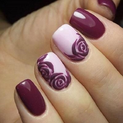 Rose Nail Art, Floral Nail Designs, Her Nails, Floral Nail Art, Burgundy Nails, Rose Nails, Super Nails, Spring Nail Art, Short Nail Designs