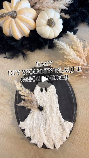 EASY DIY Wooden Plaque Ghost Decor 👻 Comment " GHOST " and I will send the material 🔗🔗 straight to your messenger!   #fall #Halloween #halloweendecor #halloweeneveryday #halloweencountdown #halloweendecorations #halloween2024 #spooky #spookycute #halloweendecor #spooktacular #pumpkin #hallowseve #diy #diyideas #diycrafts #budget #BudgetFriendly #budgetfriendlydecor #crafts #craftersgonnacraft #craftideas #kidscrafts #kidshalloween #craftingonabudget #diyhalloween #cheesecloth #wood #ghost #ghostdecor | Factory Direct Craft | Ella Joy Meir · Vocal Haze Cheesecloth Crafts, Cheesecloth Ghost Diy, Wood Ghost, Halloween Plaque, Cheesecloth Ghost, Ghost Decor, Ghost Crafts, Ghost Diy, Halloween Countdown