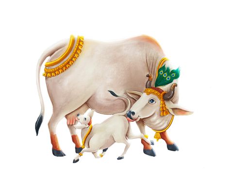 Cow And Calf Wallpaper, Krishna Cow Painting, Kamadenu Cow Images, Pichwai Cow And Calf, Cow And Calf Painting, Pichwai Wallpaper, Cow With Calf, Pichwai Art, Cow And Calf