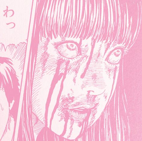 Creepy Pink Aesthetic, Junji Ito Tomie, Creepy Cute Aesthetic, Anime Wall Prints !!, Arte Van Gogh, Junji Ito, Pink Themes, Creepy Cute, Horror Art