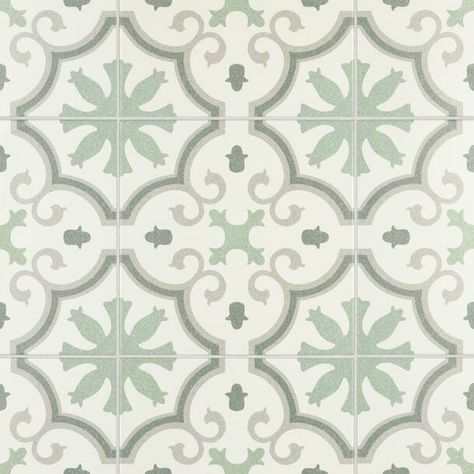 MSI Capria Azila 8" x 8" Encaustic Look Porcelain Tile for Wall and Floor & Reviews | Wayfair Patterned Wall, Tiles For Wall, Ivy Hill Tile, Green Flooring, Merola Tile, Moroccan Mosaic, Tile Pattern, Porcelain Flooring, Cement Tile