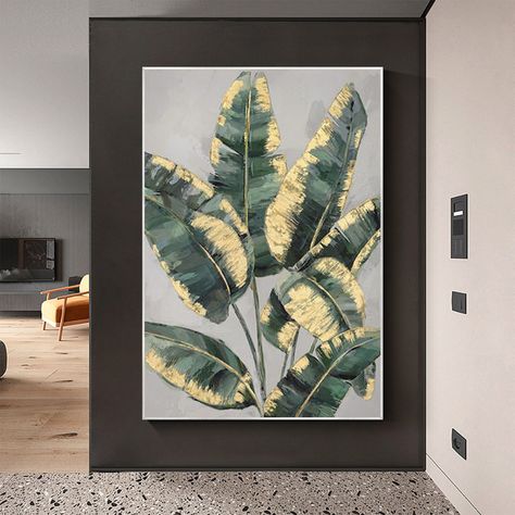 Aloe Vera Flower, Leaves Canvas Painting, Painting Stuff, Flower Painting Canvas, Tropical Wall Art, Leaf Wall Art, Painted Leaves, Unique Canvas, Flower Canvas