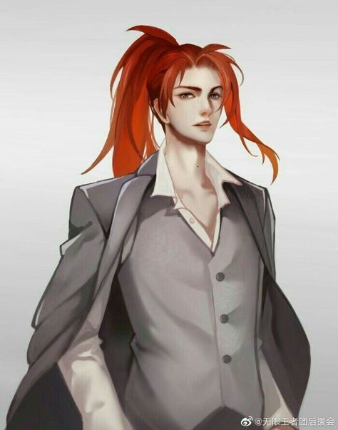 Red Hair Anime Guy, Anime Red Hair, Red Hair Men, Male Angel, Cheated On, Long Red Hair, Realistic Art, Character Design Male