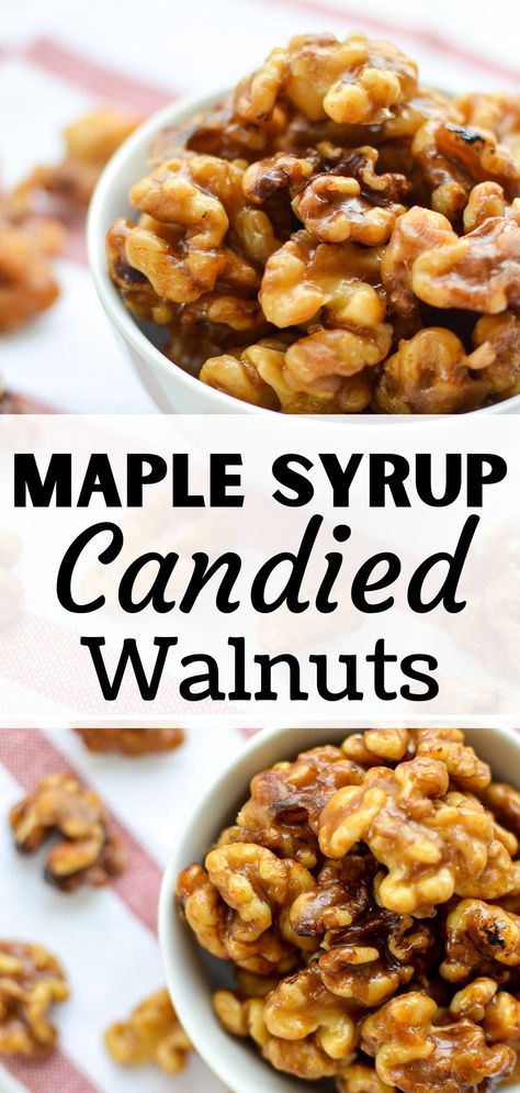 Candied Walnuts Easy Stovetop, Candied Walnuts Recipe, Candied Walnuts For Salad, Maple Syrup Candy, Candied Nuts Recipe, Walnut Dessert, Candied Walnut Recipe, Pretty Jars, Glazed Walnuts