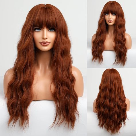 Red Curly Wig, Holiday Party Hair, Orange Wig, Brazilian Hair Wigs, Giving People, Long Curly Wig, Ombre Wigs, Brown Wig, Copper Red