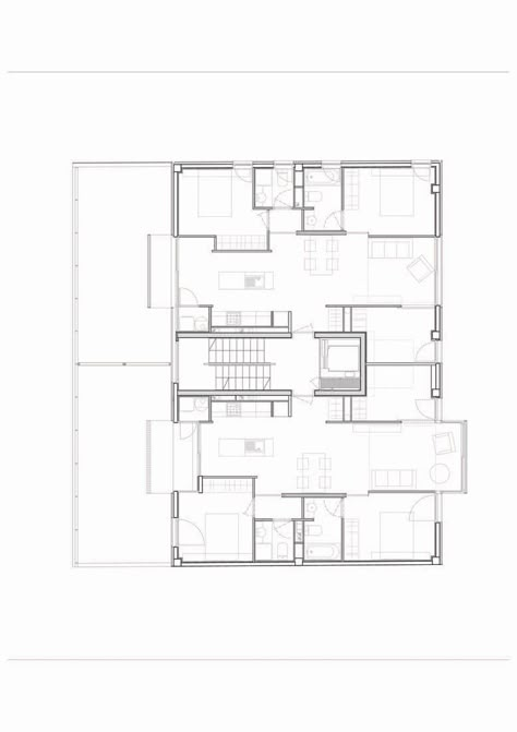 Image 32 of 43 from gallery of Social Housing in Granollers / Bailo Rull ADD+ Arquitectura. Small Apartment Building Plans, Residential Building Plan, Social Housing Architecture, Small Apartment Building, Modern Apartment Design, Block Of Flats, Duplex Design, A Frame House Plans, Architectural Floor Plans