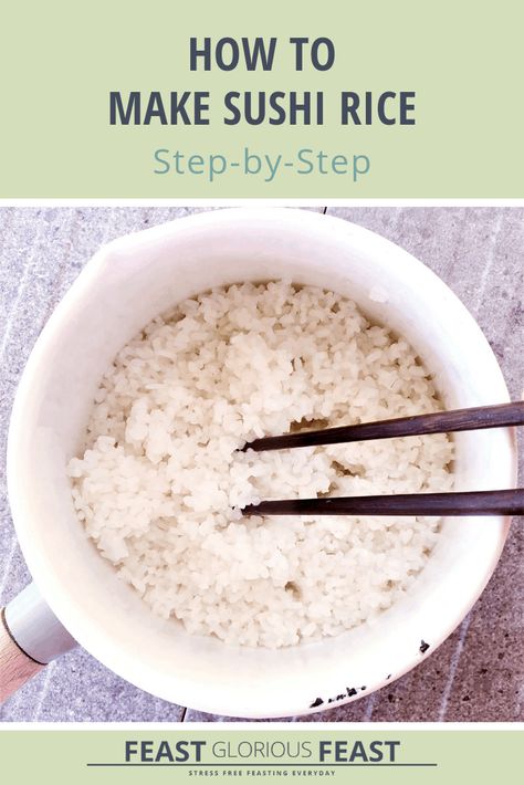 My easy step by step instructions show you how to make delicious Sushi Rice without fuss. All you need is a lidded pan, a sieve and some water. And rice obviously! #howto #riceforsushi #sushirice #sushi #glutenfree #dairyfree #vegan #stepbystep #stovetop #absorption Sushi Rice Recipe Stove Top, How To Cook Sushi Rice, Sushi Rice Seasoning, Sushi Rice Stovetop, How To Make Sushi Rice With Regular Rice, How To Cook Sushi Rice On Stove, Cook Sushi Rice, Make Sushi Rice, Sushi Rice Recipes