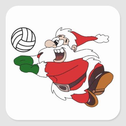 Volleyball Santa Christmas Square Sticker - christmas stickers xmas eve custom holiday merry christmas Team Gift Ideas, Christmas Volleyball, Volleyball Christmas, Xmas Sticker, Volleyball Humor, Christmas Mail, Volleyball Workouts, Christmas Squares, Sticker Christmas