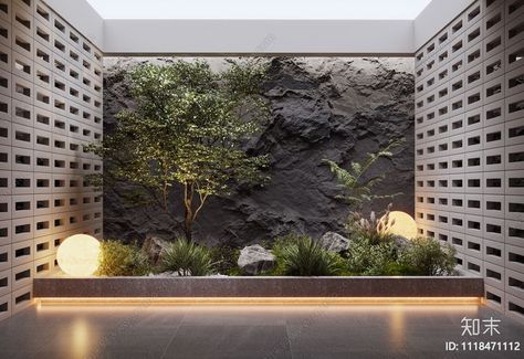 Indoor Japanese Garden, Taman Indoor, Indoor Courtyard, Garden Wall Designs, Zen Garden Design, Courtyard Gardens Design, Courtyard Design, Modern Bungalow, Home Garden Design