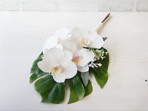 Tropical Bridesmaid Bouquet, Tropical Boutonniere, Boat Wedding, Tropical Wedding Flowers, Tropical Bridal, Orchid Bouquet, White Wedding Flowers, Tropical Wedding, Flower Boxes