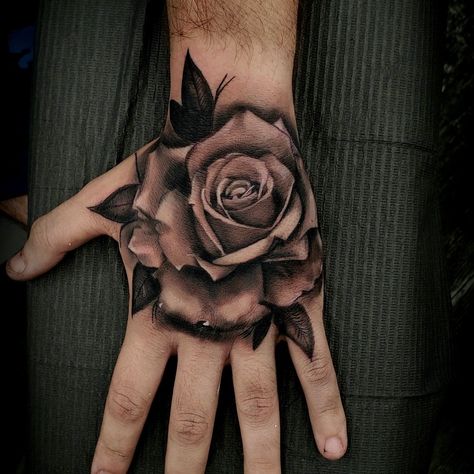 Rose Tattoo On Hand, Lion And Rose Tattoo, Rose Tattoo Hand, 3d Rose Tattoo, A Rose Tattoo, Simple Rose Tattoo, Rose Tattoo Meaning, Full Hand Tattoo, Realistic Rose Tattoo