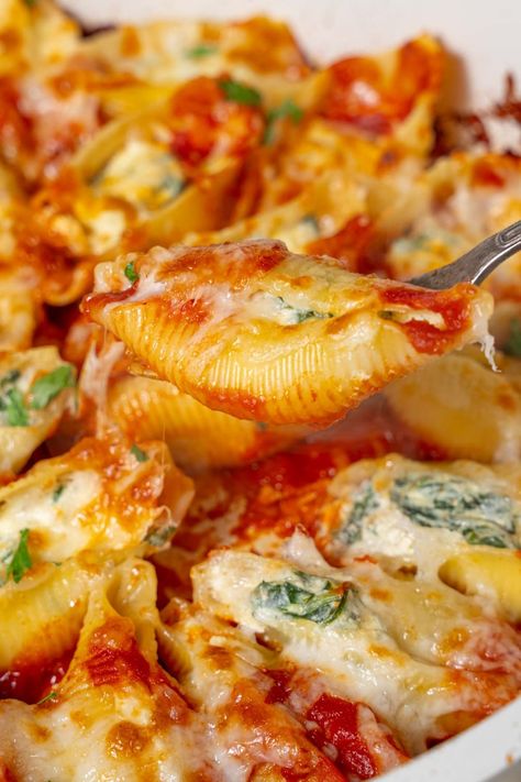 High Protein Cottage Cheese Stuffed Shells Stuffed Shells Cottage Cheese, Stuffed Shells With Cottage Cheese, Healthy Stuffed Shells, Spinach And Cottage Cheese, Spinach Cottage Cheese, Protein Cottage Cheese, Spinach Stuffed Shells, Cheese Waffles, Jumbo Pasta Shells