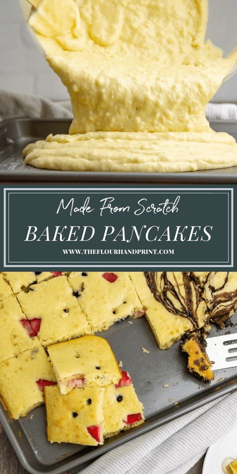 Sheet Pan Pancakes From Scratch, Breakfast For A Large Group, Easy Pancakes, Healthy Vegetarian Breakfast, Sheet Pan Pancakes, Homemade Pancake Mix, Pan Pancakes, Breakfast For A Crowd, Pancakes From Scratch