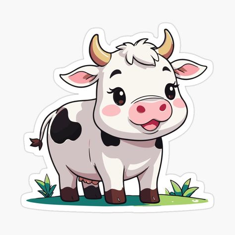 Get my art printed on awesome products. Support me at Redbubble #RBandME: https://www.redbubble.com/i/sticker/Cute-Cow-Cartoon-by-Atlantico54/160111592.JCQM3?asc=u Cow Cartoon Drawing, Cute Cow Sticker, Cow Stickers, Cow Cartoon, Cute Cow, Plastic Stickers, Decorate Notebook, Cartoon Gifs, Cartoon Stickers