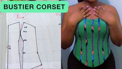 Corset Pattern Drafting Tutorial, Bustier Pattern Drafting, Victorian Corset Dress, Corset Pattern Drafting, 1970s Mens Fashion, Corset Tutorial, Bustier Blouse, Bustier Pattern, Corset Sewing