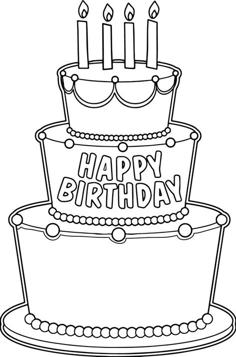 Birthday Cake Coloring Page, Cake Coloring Pages, Birthday Cake Clip Art, Big Birthday Cake, Cake Coloring, Happy Birthday Clip Art, Happy Birthday Clip, Cupcake Coloring Pages, Happy Birthday Coloring Pages