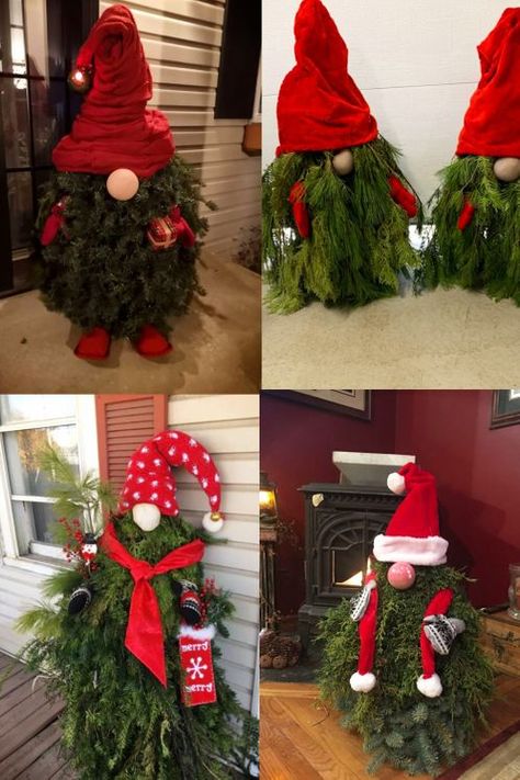 Christmas Knomes Evergreen Tree, Christmas Craft Ideas For Adults, Gnome Trees, Easy Christmas Crafts For Adults, Tomato Cage Crafts, Christmas Knomes, Craft Ideas For Adults, Christmas Craft Show, Indoor Crafts