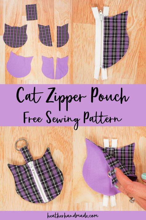 Halloween Sewing Projects Free Pattern, Upcycle Textiles, Zipper Pouch Sewing Pattern, Zipper Pouch Pattern, Pouch Sewing Pattern, Cork Letters, Mini Zipper Pouch, Sew Bags, Halloween Sewing