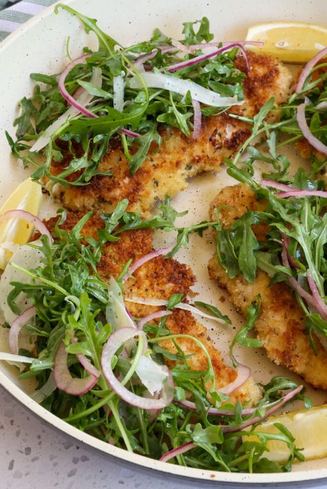 Chicken Milanese Side Dishes, Chicken Milanese Recipe, Milanese Recipe, Pan Fried Chicken Breast, Seasoned Bread, Small Town Woman, Chicken Milanese, Brown Chicken, Breaded Chicken Breast