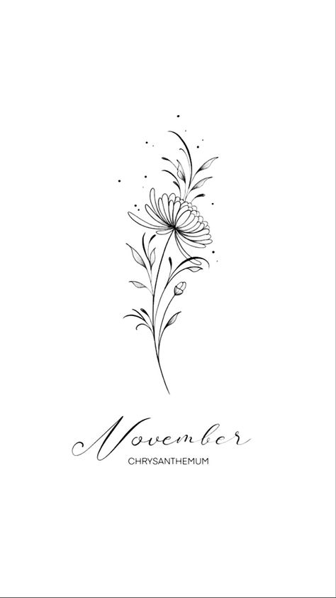 Tattoo November Flower, Month Tattoos Symbols, Flower For November Birth Tattoo, June Flower Tattoo Honeysuckle, Chrysanthemum Tattoo Behind Ear, Iris And Chrysanthemum Tattoo, Birth Month Flower Tattoos November, Chrysanthemum Small Tattoo, Chrysanthemums Flower Tattoo