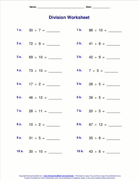 Worksheets for division with remainders Division Facts Worksheets, Division With Remainders, Simple Division, Basic Math Worksheets, Times Tables Worksheets, Math Division Worksheets, Math Fact Worksheets, Worksheet Preschool, Division Facts