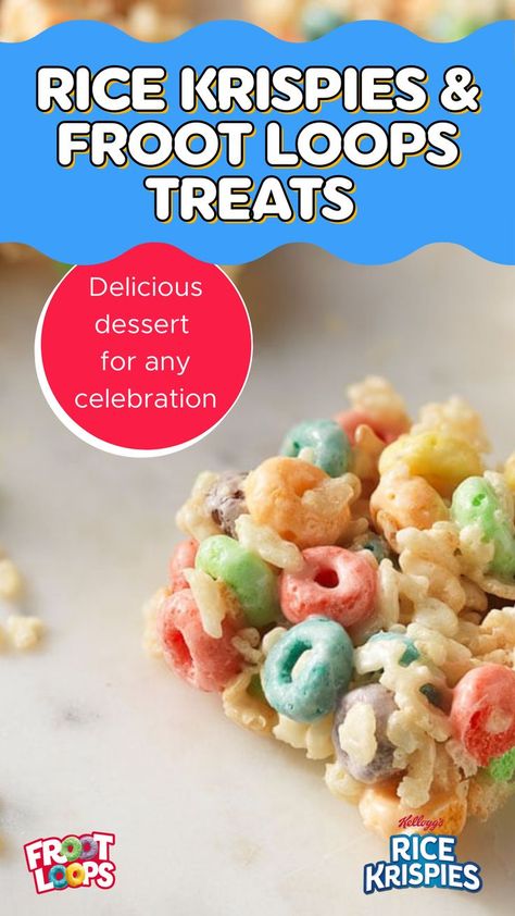 A fun Froot Loops twist on the classic Rice Krispies treats. A favorite for kids and parents alike! Fruit Loop Rice Krispie Treats, Fruit Loop Treats, Froot Loop, Fruit Loops Cereal, Rice Krispies Treats, Krispies Treats, Kids Treat, Microwave Cooking, Rice Krispie Treats