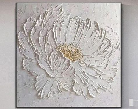 Flower Canvas Wall Art, Plaster Wall Art, Texture Painting On Canvas, Acrylic Painting For Beginners, Textured Canvas Art, Plaster Art, Art Texture, Oil Painting Flowers, Beginner Painting