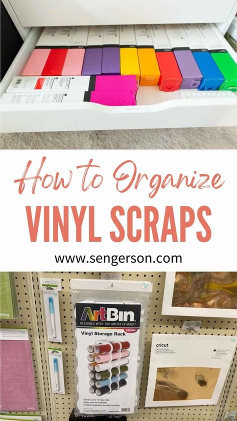 These are the best tips on how to organize your vinl scraps and rolls. Whether you are using a Cricut machine or Silhouette, these tips will make sure you get the most of your heat transfer vinyl and infusible ink sheets! #crafting #vinyl #heattransfervinyl #craftorganization How To Organize Vinyl Sheets, Organize Vinyl, Gift Hacks, Vinyl Storage, Infusible Ink, Diy Farmhouse Decor, Home Organization Hacks, How To Organize, Vinyl Sheets