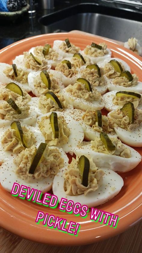 Pickle Addicts (Not So) Anonymous | Dill pickle deviled eggs  😋😊 | Facebook Pickle Birthday Cakes, Pickle Party Ideas, Pickle Themed Party, Pickle And Olive Tray Ideas, Pickle Bachelorette Party, Pickle Themed Birthday Party, Pickle Bar Wedding, Pickle Charcuterie Board, Pickle Cupcakes