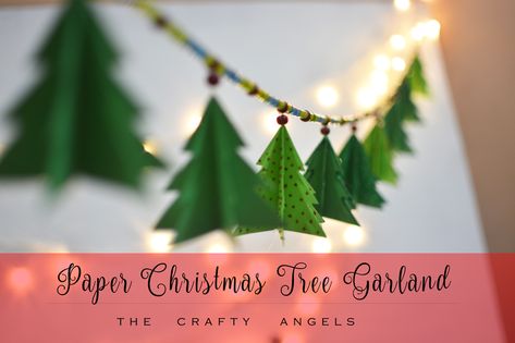 Paper Christmas Tree Garland, Kids Christmas Trees, Diy Garland Paper, Diy Christmas Tree Garland, Diy Tree Ornaments, Garlands Christmas, Diy Garlands, Diy Paper Christmas Tree, Diy Christmas Ball