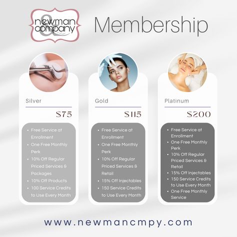 Upgrade your self-care game with Newman &amp; Co. membership! ✨💆♀ Get ready for a VIP treatment and unlock a world of perks and swag 🌟💎 Choose from our Silver, Gold, and Platinum membership levels and indulge in exclusive discounts and offers! 🎉✨ Treat yourself like the queen you are because you deserve it! 👑

https://newmancmpy.com/membership/ Spa Membership Ideas, Facial Membership, Membership Ideas, Frida Paintings, Bar Business, Spa Ideas, Vip Card, Salon Ideas, Medical Spa