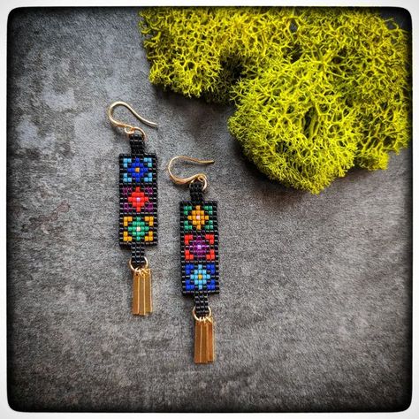 Loom Earrings, Bead Loom Designs, Loom Bracelet Patterns, Jewerly Beads, Mini Collection, Brick Stitch Earrings, Beaded Jewels, Bead Weaving Patterns, Beaded Jewelry Tutorials