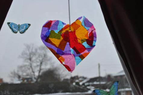 Any left over quality street wrappers? I got my little one to glue them onto cling film and let them dry then I added a coat of glue over and cut out a heart shape. I hung this in her room from her window. Quality Street Wrappers Art, Sweet Wrappers, Reception Class, March Crafts, Toddler Craft, Weekend Ideas, Quality Street, Cling Film, Craft Stuff