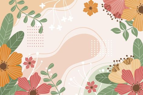 Wallpaper Powerpoint, Floral Print Background, Background With Flowers, Free Vector Backgrounds, Wallpaper Macbook, Spring Background, Spring Wallpaper, Flower Landscape, Hand Drawn Flowers