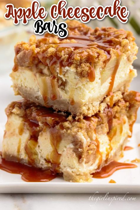 Streusel Topping Recipe, Decadent Cheesecake, Apple Cheesecake Bars, Cheesecake Bar, Caramel Apple Cheesecake Bars, Autumn Dessert, Cheesecake Layer, Easy Caramel, Caramel Apple Cheesecake