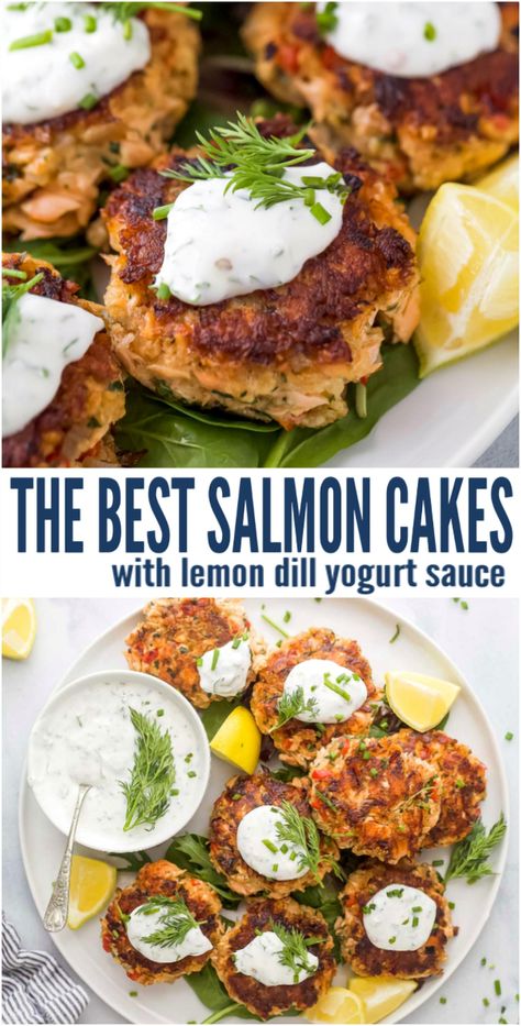 Whip up a delicious meal in no time with these quick and tasty salmon patties, perfectly paired with a creamy lemon dill sauce. Ideal for busy weeknights, this recipe brings together the rich flavors of salmon with the refreshing zest of lemon and dill, all ready in just 30 minutes. Perfect for a family dinner or a casual get-together, these patties are sure to impress with their savory taste and delightful texture. Enjoy a restaurant-quality dish right at home without the hassle. Sauce For Salmon Patties, Creamy Lemon Dill Sauce, Cakes With Lemon, Yogurt Dill Sauce, Dill Sauce For Salmon, Lemon Dill Sauce, Sauce For Salmon, 30 Minute Dinners, Lemon Salmon