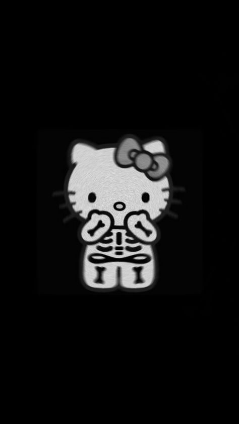 Cute Black Wallpaper Aesthetic Vintage, Black Y2k Background, Black Sanrio Wallpaper, Black Spooky Wallpaper, Angry Hello Kitty, Dark Hello Kitty Wallpaper, Y2k Black Wallpaper, Black Hello Kitty Wallpaper, Hello Kitty Aesthetic Grunge