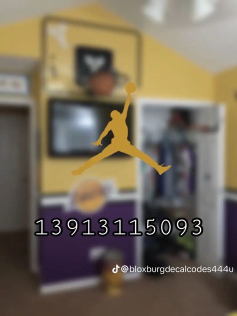 Basketball Hoop Decal Bloxburg, Jordan Decals Bloxburg, Laundry Basket Decal Bloxburg, Nike Decal Bloxburg, Bloxburg Boy Room Decals Codes, Boy Room Decals Bloxburg, Boy Decals Bloxburg, Bloxburg Boy Bedroom, Bloxburg Boy Room Ideas