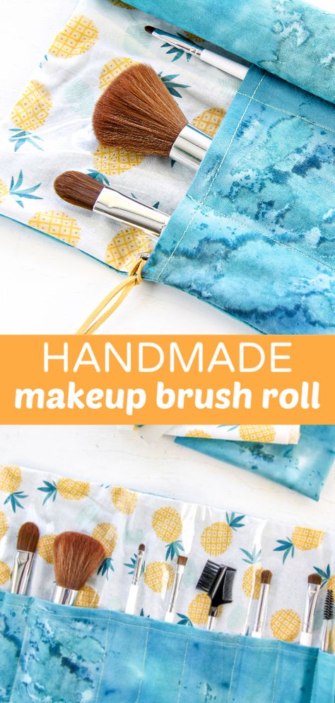 How to Sew a Fabric Makeup Brush Holder | Make and Takes Makeup Brush Holder Sewing Pattern, Sew Makeup Brush Roll, Makeup Brushes Holder Diy, Makeup Brush Roll Diy, Make Up Brush Holder Sewing Pattern, Makeup Brush Pouch Diy, Makeup Brush Bag Pattern, Makeup Brush Bag Diy, Fabric Home Accessories