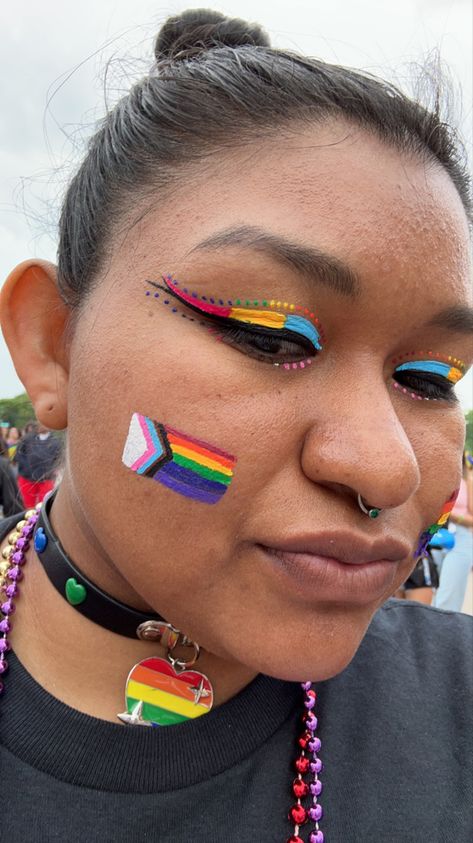 Pansexual, progressive, genderfluid flags! Pan Flag Makeup, Genderfluid Makeup, Pansexual Makeup, Bisexual Pride Makeup, Pansexual Pride Makeup, Pan Makeup, Lgbtq Flags As Makeup, Pansexual And Genderfluid, Pansexual Pride Day